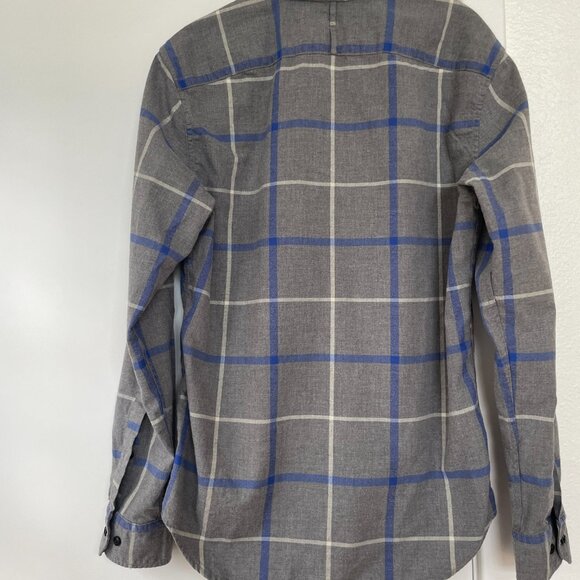 Banana Republic Luxe Flannel Grant Fit Windowpane‎ Plaid Button Down Shirt, M - Picture 2 of 7